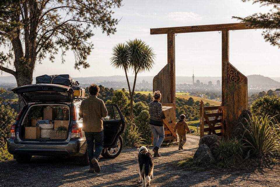 A vehicle arriving at the NeighbourGood entrance — somewhere to land after years of being placeless